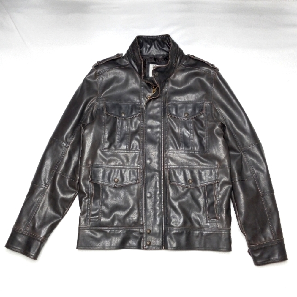 Levi's Faux Leather Motorcycle Jacket Men's Brown Coa… Gem